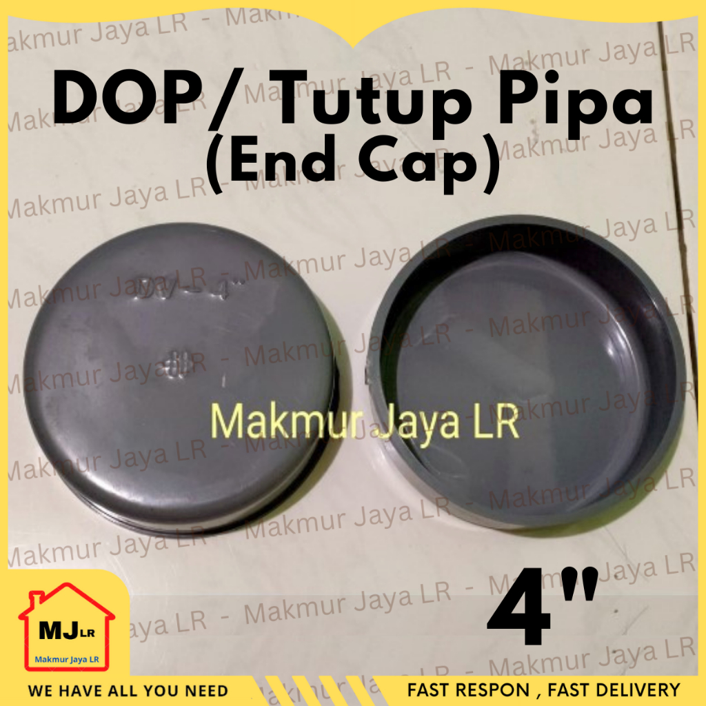 DOP 4 inch PVC Tutup Pipa 4" Polos Tanpa Drat / END CAP 4 dem / Fitting Pipa PVC