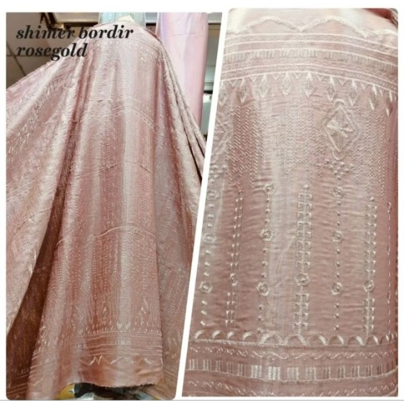 Kain shimer bordir || bahan gamis dress seragam keluarga