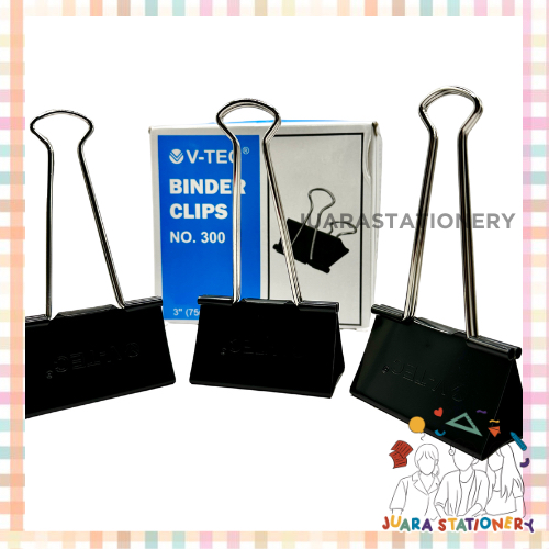 

(1010) JUARASTATIONERY Binder Clip No. 300 V-TEC (SATUAN) - Penjepit Kertas / Binder Klip