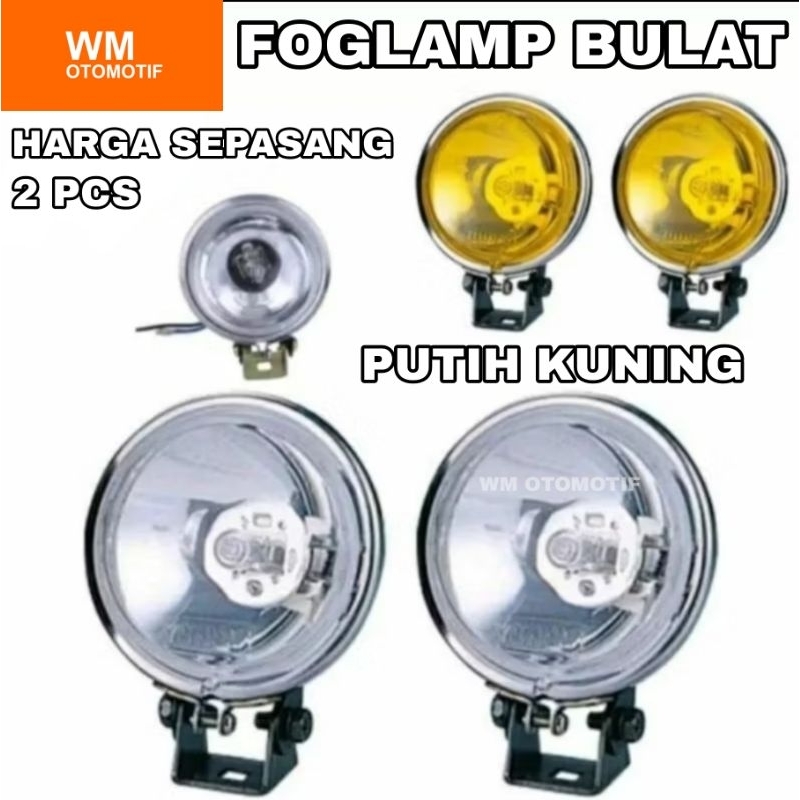 2 PCS Lampu Foglamp Depan Daymaker LED Kabut Tembak Bulat 3 Inch Besi H3 CNC DRL Mobil Motor Halogen