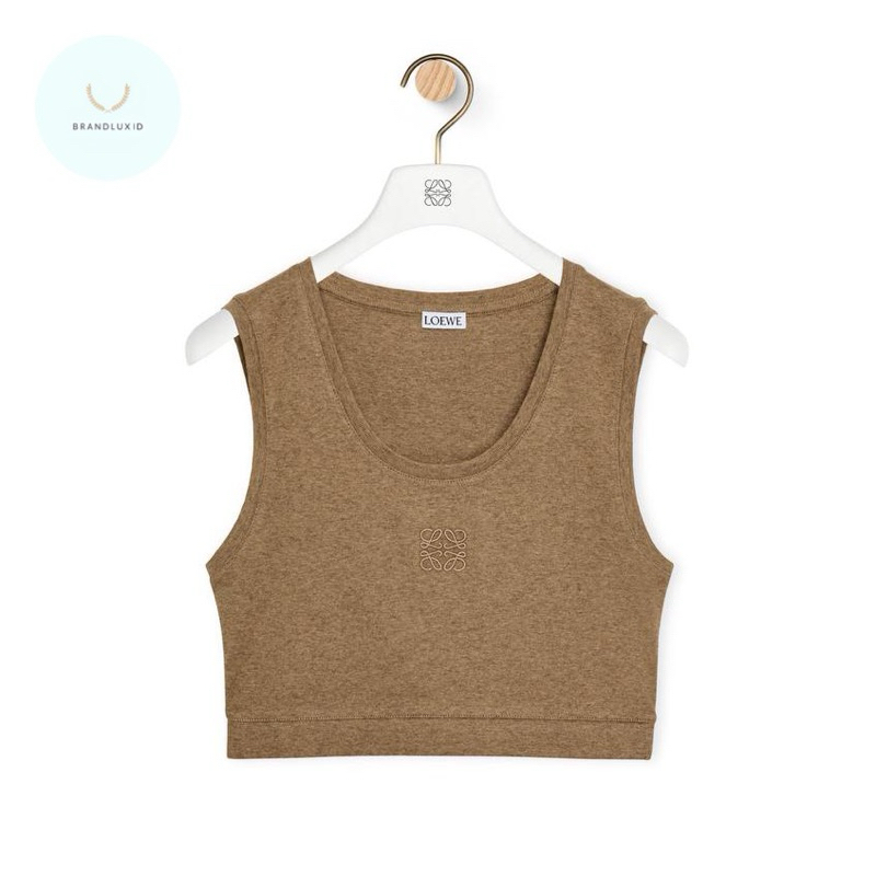 Loewe Crop Top Tank Cotton in Taupe
