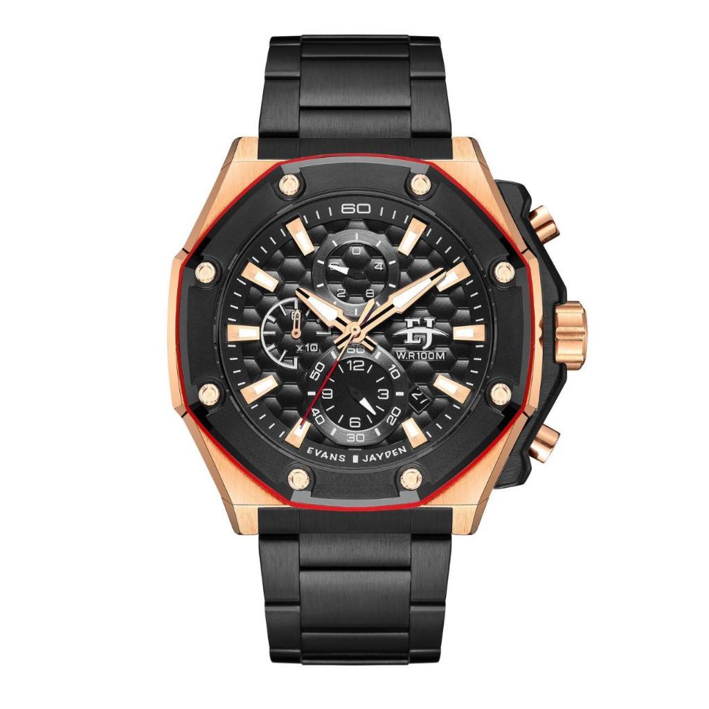 Big Sale  Jam Tangan Pria Evans Jayden 9586 Stainless Stell Kaca Sapphire Water Resistant 5ATM