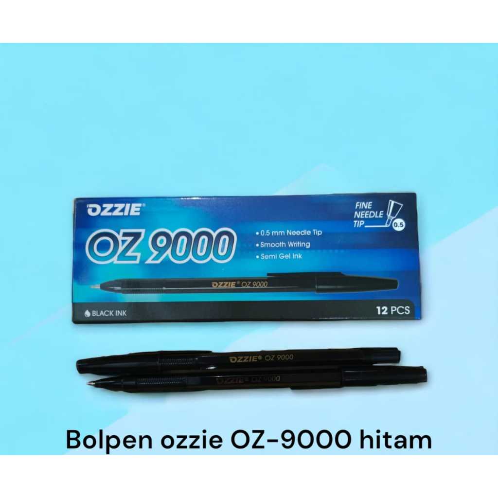 

(1 KOTAK ISI 12pcs) BALLPOINT Pulpen Standard Ozzie Oz 9000 BOLPEN Tinta Hitam Semi Gel Ink Premium
