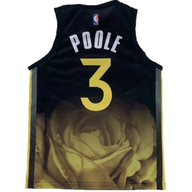 Jersey Basket GSW Jordan Pool #3 Black Yellow Hitam Kuning Swingman