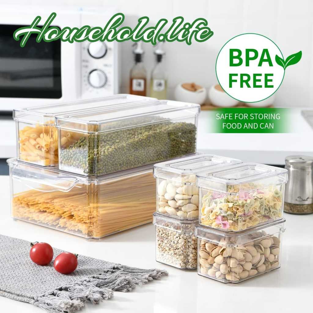 Storage Makanan Kulkas Kotak Kontainer Tempat Penyimpanan Makanan Sayuran Stackable Fridge Freezer