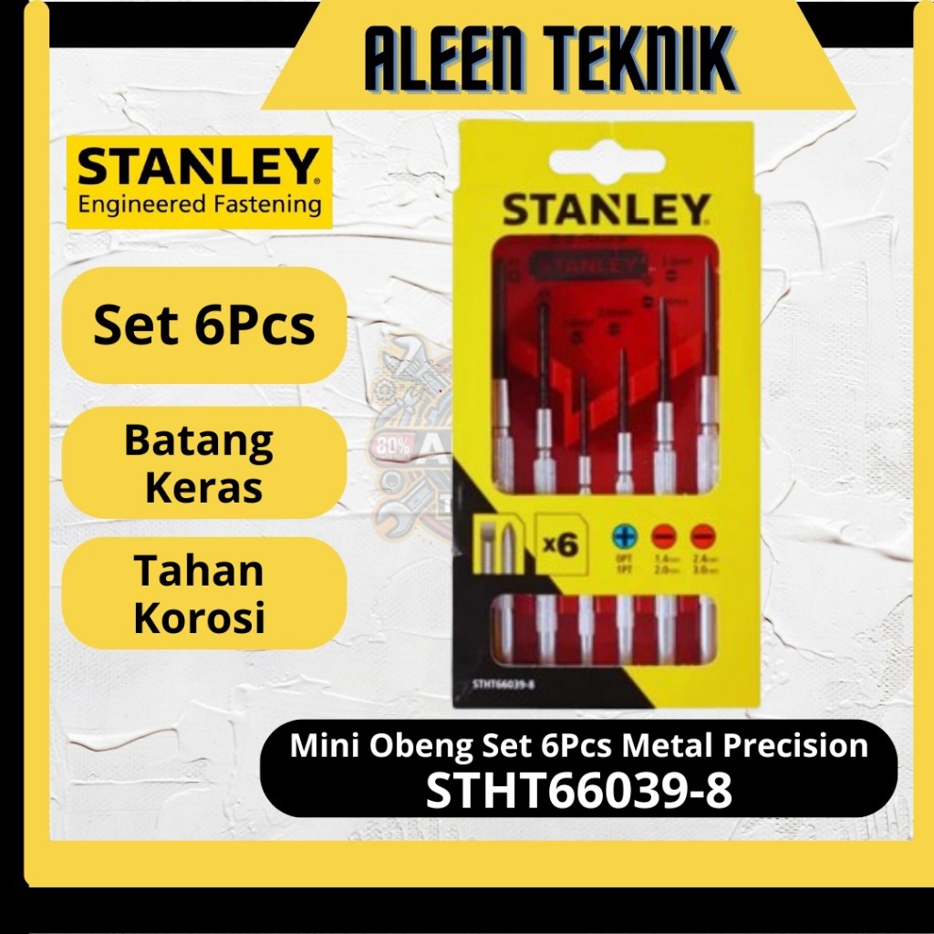 Stanley Metal Precision Screwdriver Set Obeng Set 6Pcs STHT66039-8 / Obeng Set Stanley