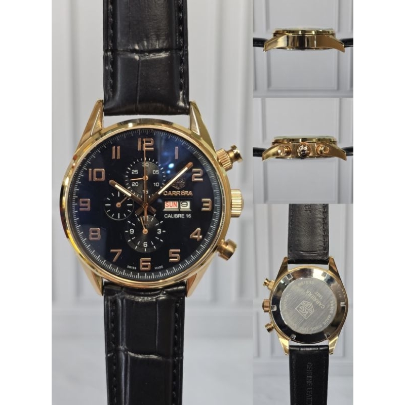 JAM TANGAN PRIA TAG HEUER CARRERA CALIBRE 16 DAY DATE BLACK JAPAN QUARTZ SUPER QUALITY DIAMETER 42MM