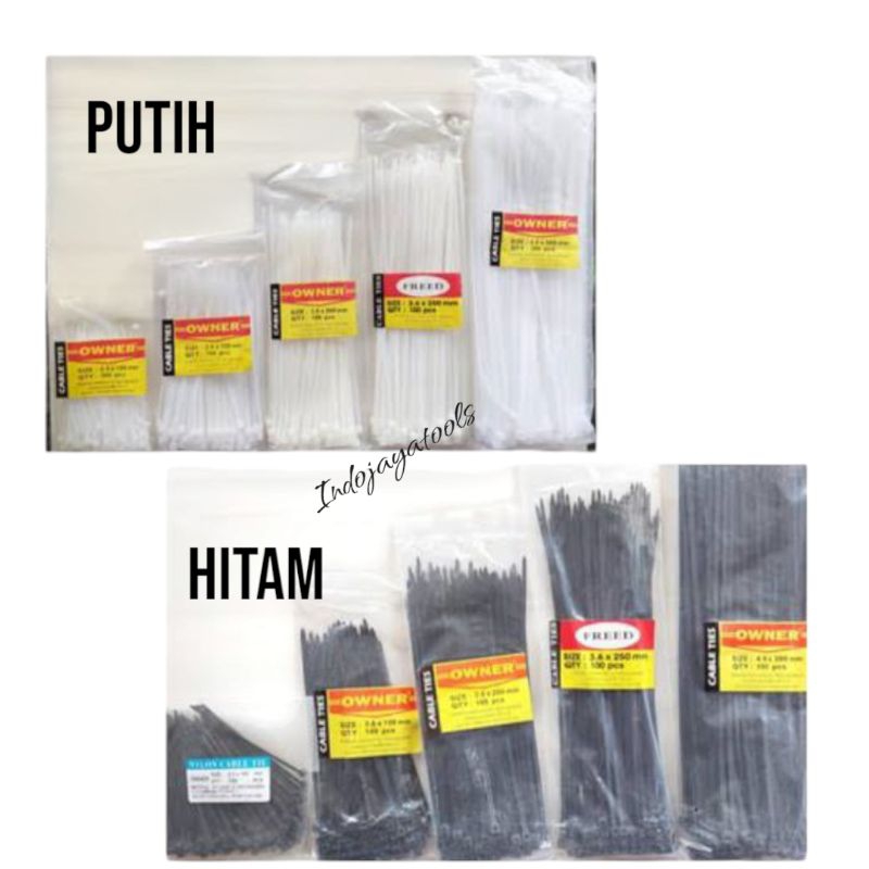 

Tali Tis Hitam/putih 2,5x100 Owner / Kabel Tis pengikat