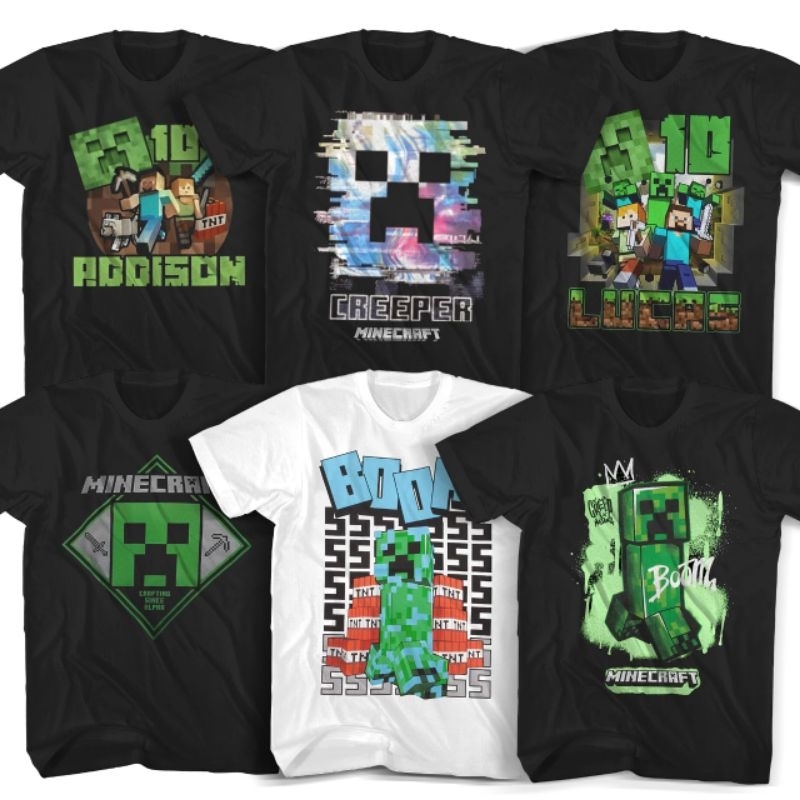 Kaos Baju Tema Game MINECRAFT CREEPER Kaos baju Gamers Pria wanita