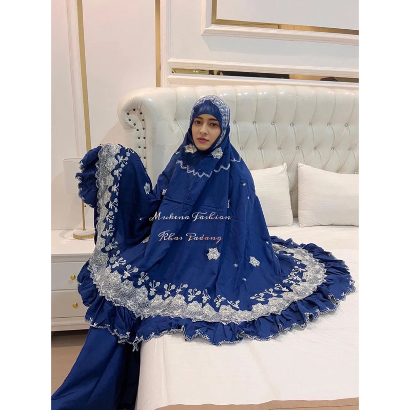 Mukena Bordir Padang Bukittinggi Navy Rimpel