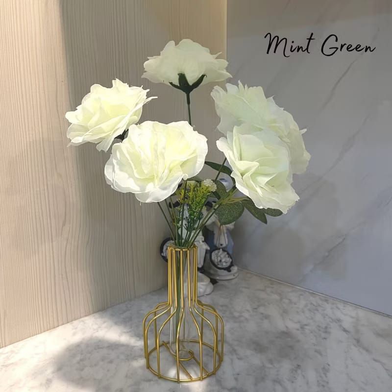 BUNGA MAWAR MEKAR ROSE TANGKAI 5 MURAH ARTIFICIAL MAWAR PLASTIK ROSE JEPANG DEKORASI