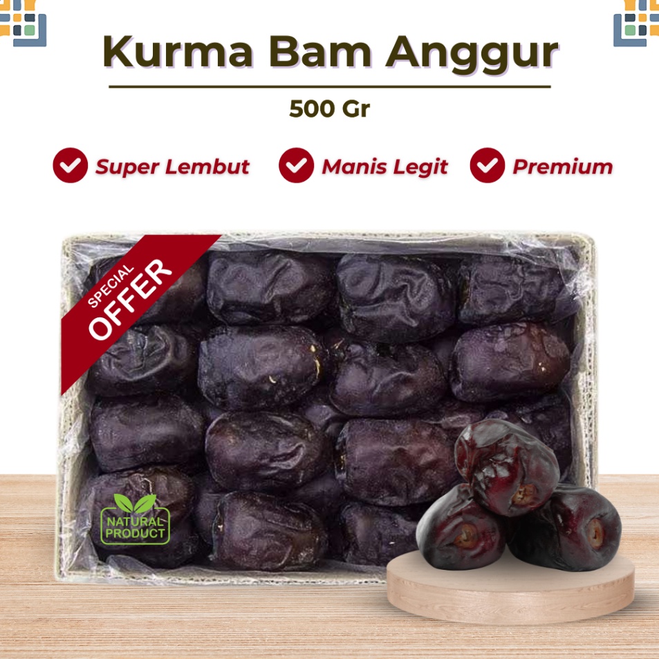

Kurma Bam Anggur 5 Gr Super Lembut Manis Legit Kurma Original