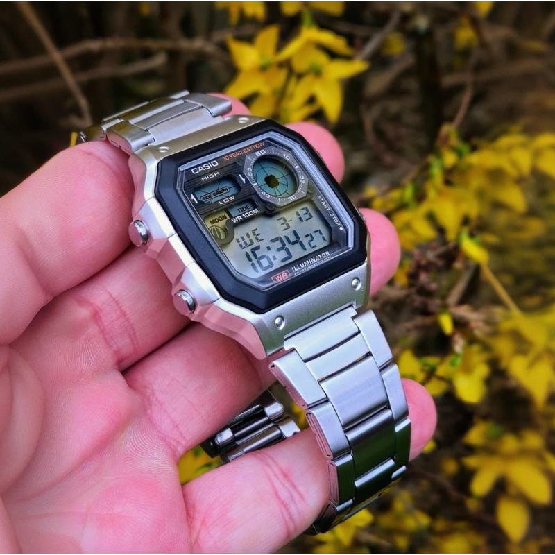 Casio WS-1700 Custom Casio 'Royale' Mod - silver color genuine Casio resin case on a silver Casio st