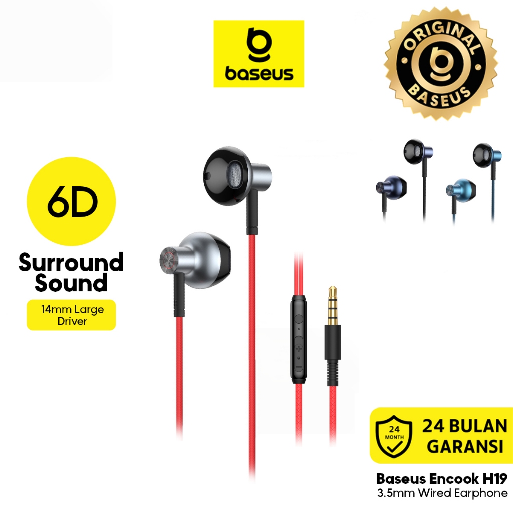 Baseus Encok H19 Wired Earphone Handsfree Headset Audio Jack 3.5mm