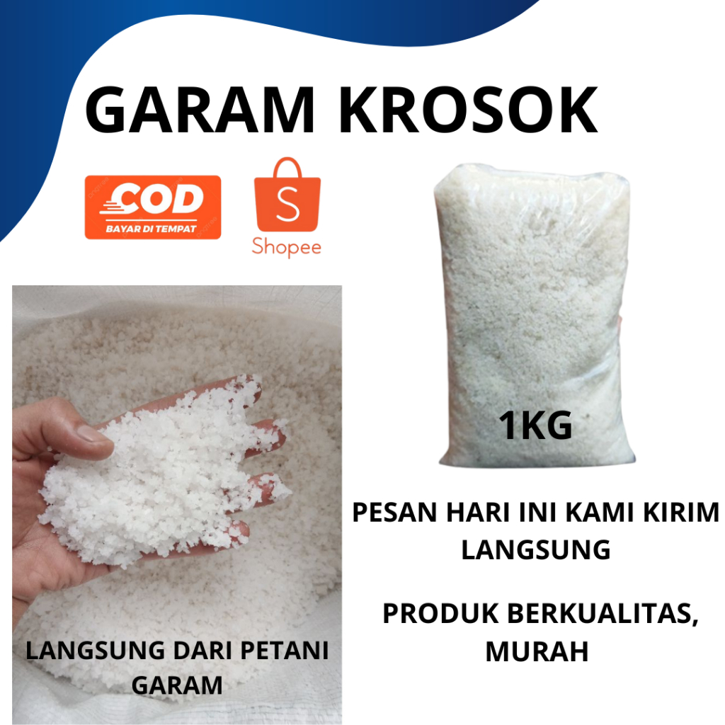 

garam grosok/kasar 1KG Langsung dari Petasi Garam