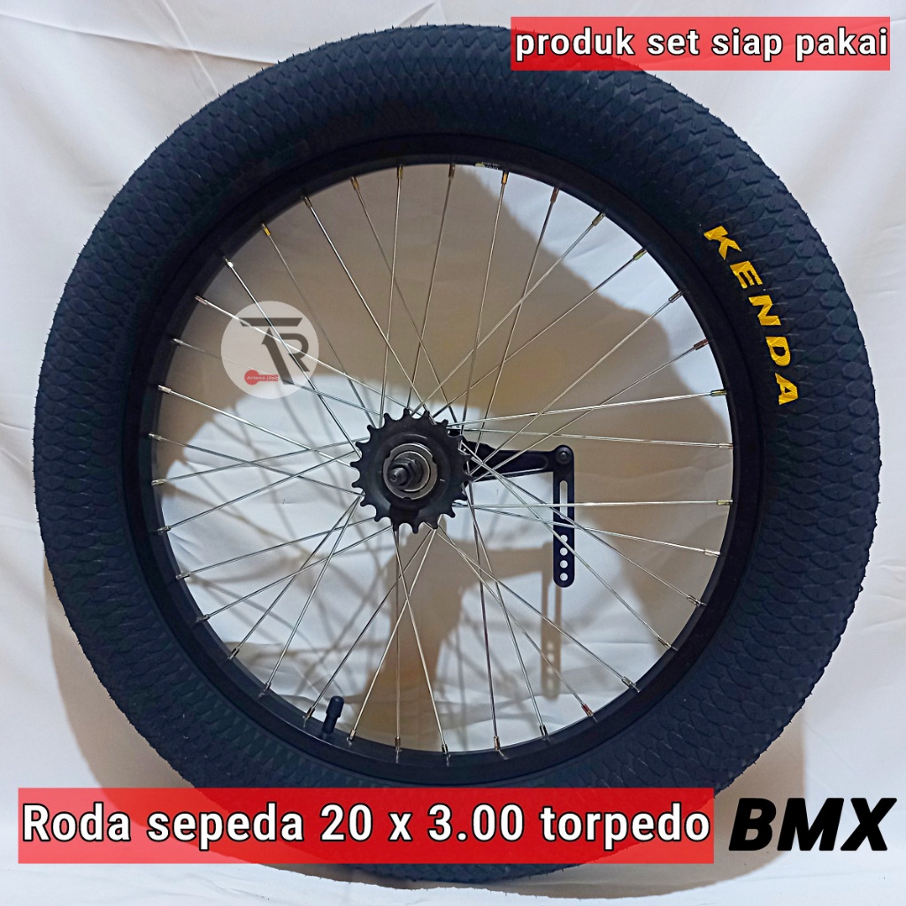 KENDA roda sepeda bmx torpedo 20 x 3.0 jumbo siap pakai cocok untuk sepeda 20 in