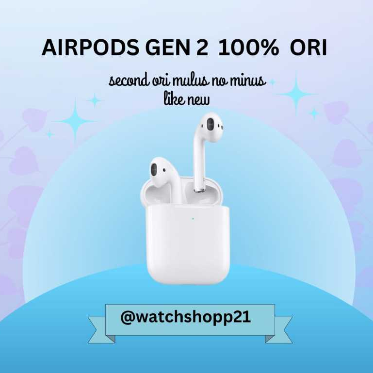 Airpods 2 With Wireless Charging Case Second Original Ex Inter 100% Bergaransi