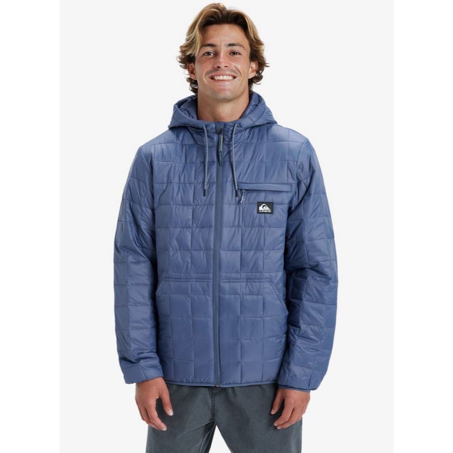 Jaket Quiksilver Check Mate Hoodie Isolator Puffer Vintage Indigo Original
