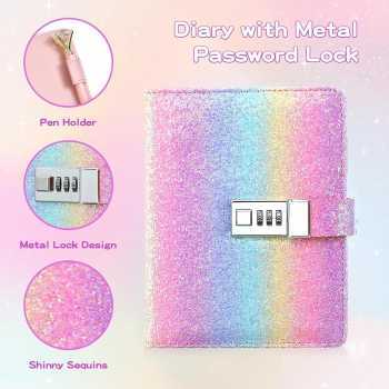 

Buku Diary Notebook Catatan Jurnal B6 256 Halaman with Lock Rainbow
