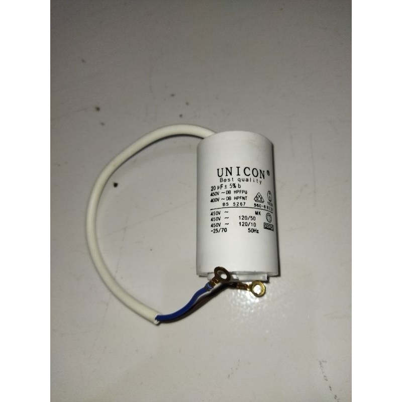 kapasitor mesin STIM 20 mikro unicon original-capasitor pompa air 20 mikro unicon original