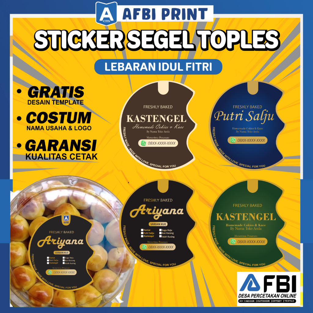 

[Boleh Custom Nama Usaha] Stiker Label Model Azag Gold Kemasan Stiker Toples Desain Elegant Spesial Ramadhan & Lebaran Free Cutting