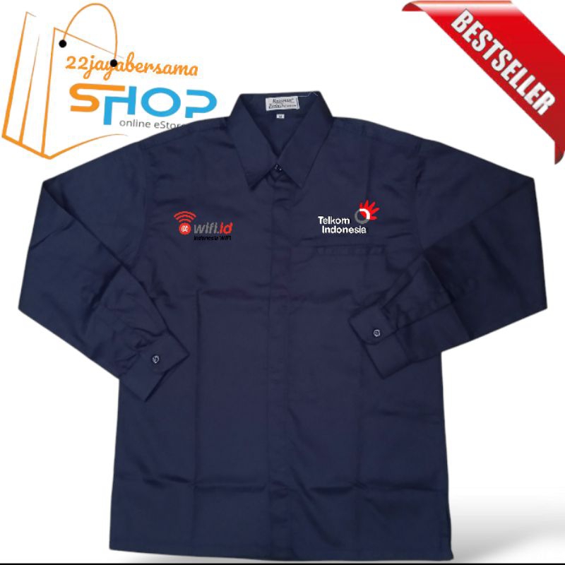 Kemja Wifi.id Telkom Indonesia | seragam Wifi.id navy full bordir