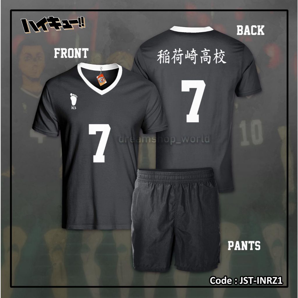 Jersey Voli Anime Haikyuu Inarizaki (Hitam)