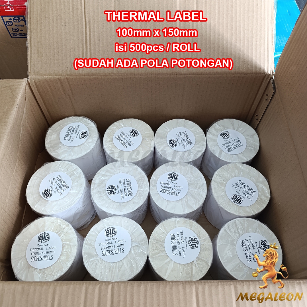 

KHUSUS INSTANT DUS Stiker Label Thermal 100x150 mm A6 Sticker Label Resi 500pcs TERANG JELAS (DUS ISI 24)