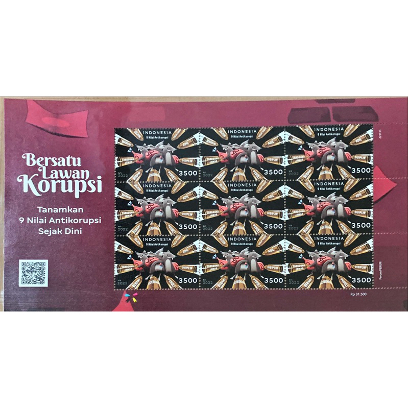 

(FA) PRANGKO INDONESIA 2022 FULL SHEET BERSATU LAWAN KORUPSI 9V MNH.
