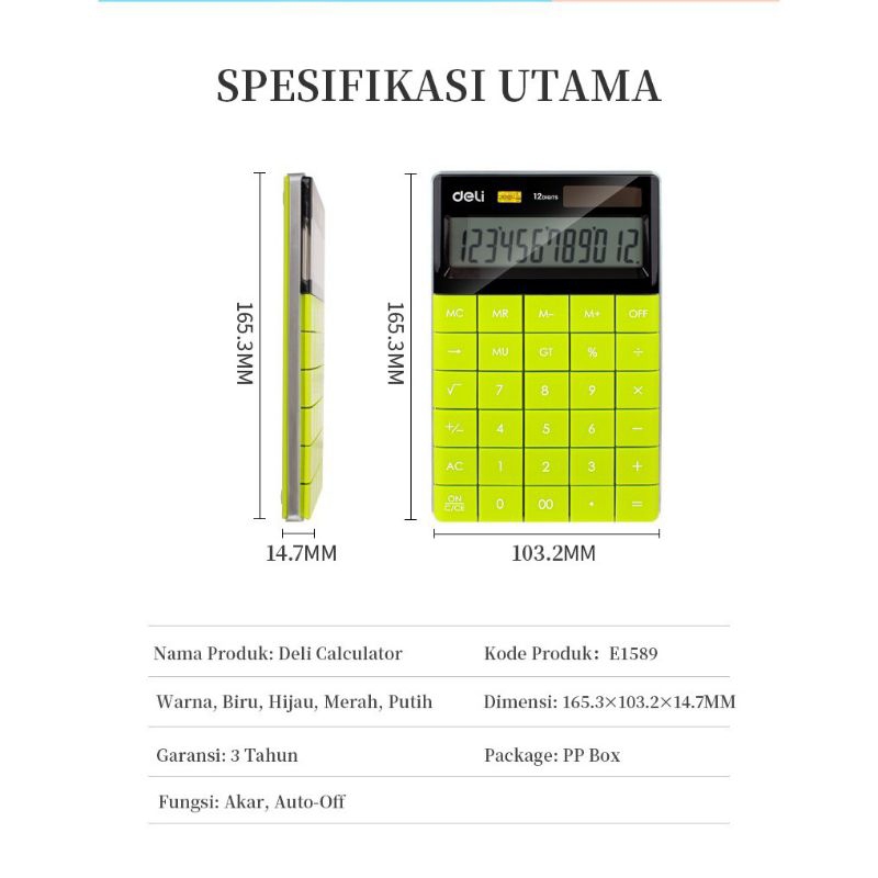 

[YOBANA] KALKULATOR DELI DESKTOP 12 DIGITS- E1589
