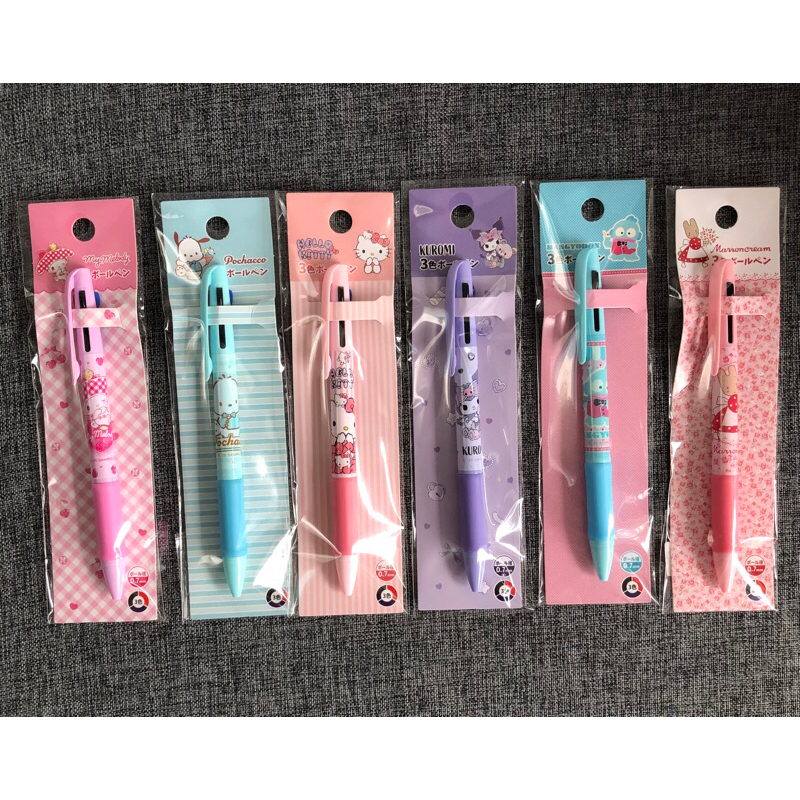 

pulpen bolpoin sanrio hangyodon marroncream pochacco kerokeokeroppi pompompurin pulpen sanrio 0.7mm isi 3 warna merha hitam biru original Japan