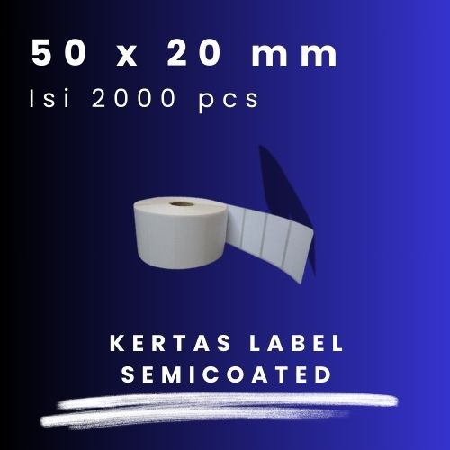 

CORE 1 INCH 50X20MM 50 X 20 MM 5X2 CM 5 X 2 CM BARCODE LABEL SEMICOAT SC SEMICOATED STICKER STIKER 2000 PCS