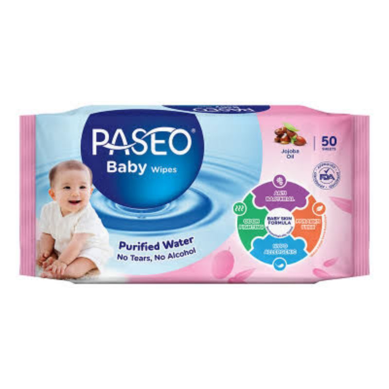 PASEO BABY WIPES JOJOBA OIL 50 SHEETS / TISU BASAH