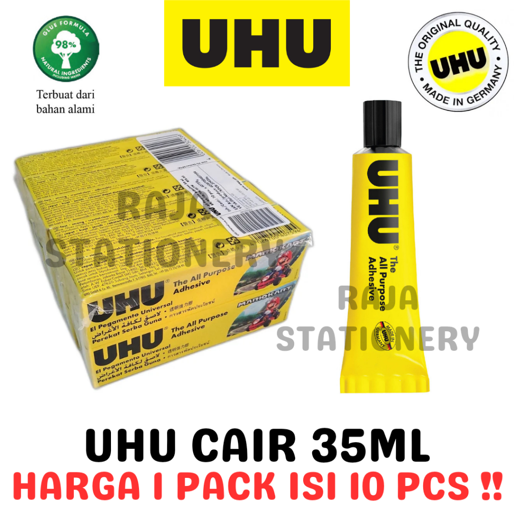 

UHU ALL PURPOSE TRANSPARENT GLUE 35ML LEM UHU CAIR SERBAGUNA PACK [10PCS]