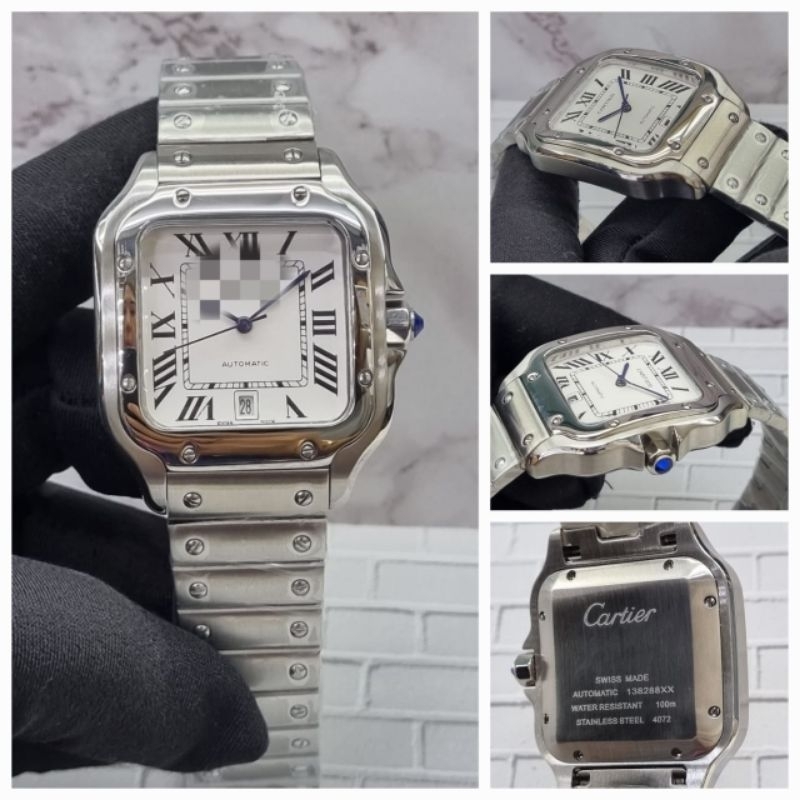 Jam Tangan C ar tier  Santoss Automatic Mesin Miyota Japan Body Full Silver
