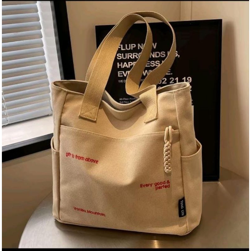 TAS TOTE BAG KANVAS WANITA BAHAN TEBAL