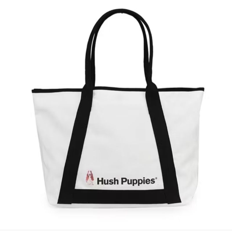 Hush Puppies Tas Wanita Canvas Tote Bag Stripe White Original