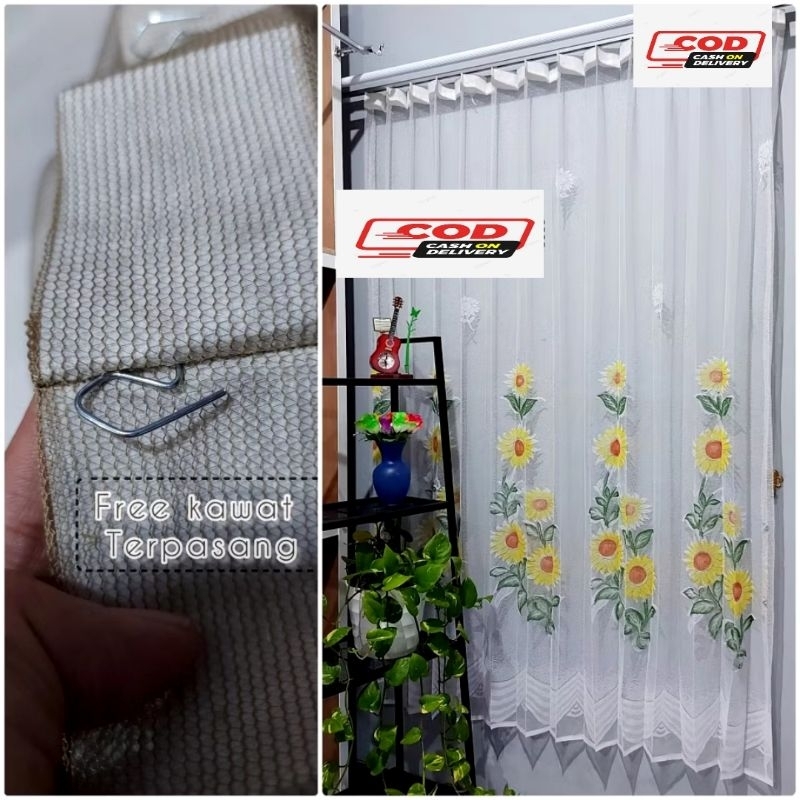 Gorden Vitrase Warna Bunga Matahari Tirai Puring minimalis
