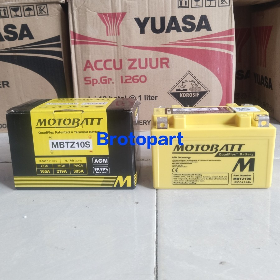 Aki Motor Motobatt MBTZ10S YTZ10S QuadFlex Gel 12volt 8.6Ah original