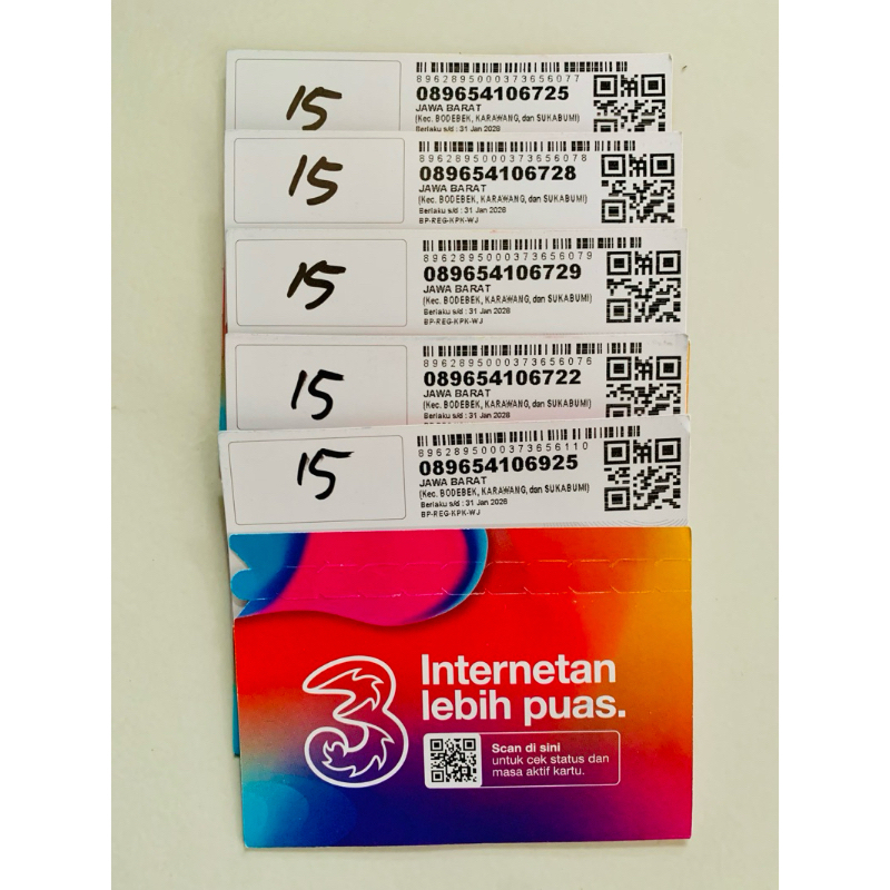 Kartu Perdana Tri Plus Kuota 15Gb Masa Aktif Kuota 30hari