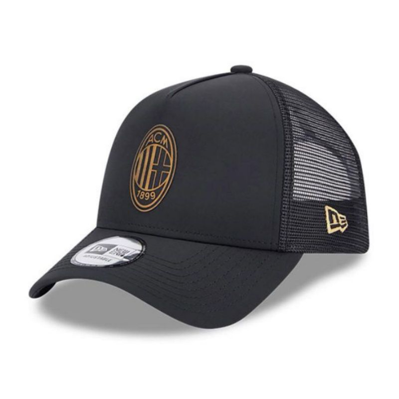 Topi New Era Cap AC Mil*n Black Gold Trucker Type A Frame 9Forty Adjustable Original