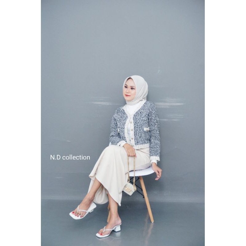 BLAZER TWEED CROP KOREA IMPORT 100%