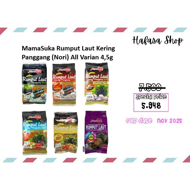 

MamaSuka Rumput Laut Kering Panggang (Nori) All Varian 4,5g