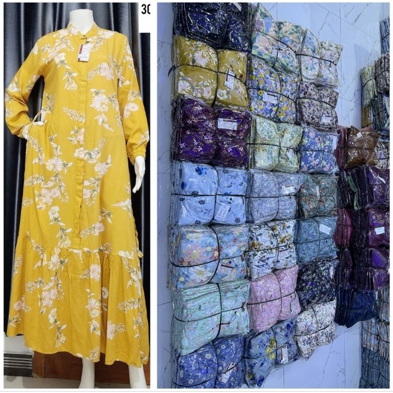 Gamis 3C original Motif Rayon Viscose premium tebal