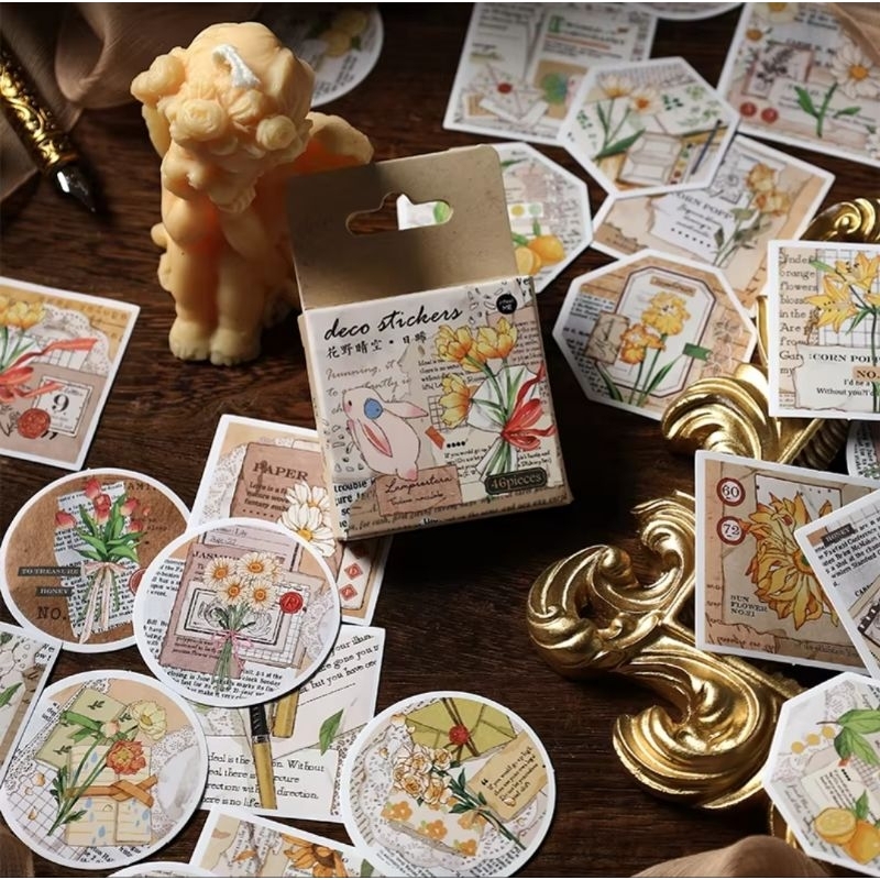 

HI545 Stiker Boks 46pcs Stempel Flora Fauna Untuk Mengias Jurnal Buku Tulis