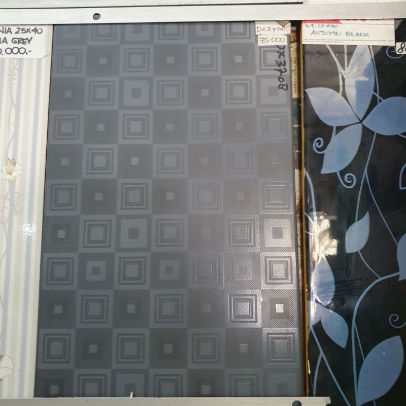 keramik dinding kamar mandi dapur kamar tidur rumah IKAD 25x40 DX3708 motif kotak minimalis black hi