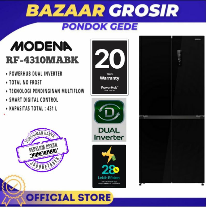 Kulkas Modena RF 4310 MABK - Kulkas Multi Door 431 Liter