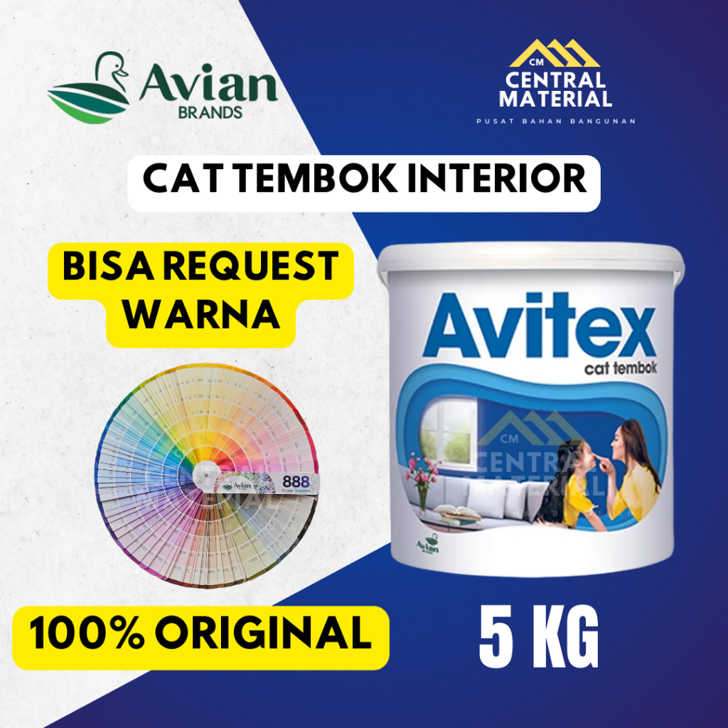 Avitex Interior Cat Tembok 5KG / Avitex Cat Custom Warna Tinting