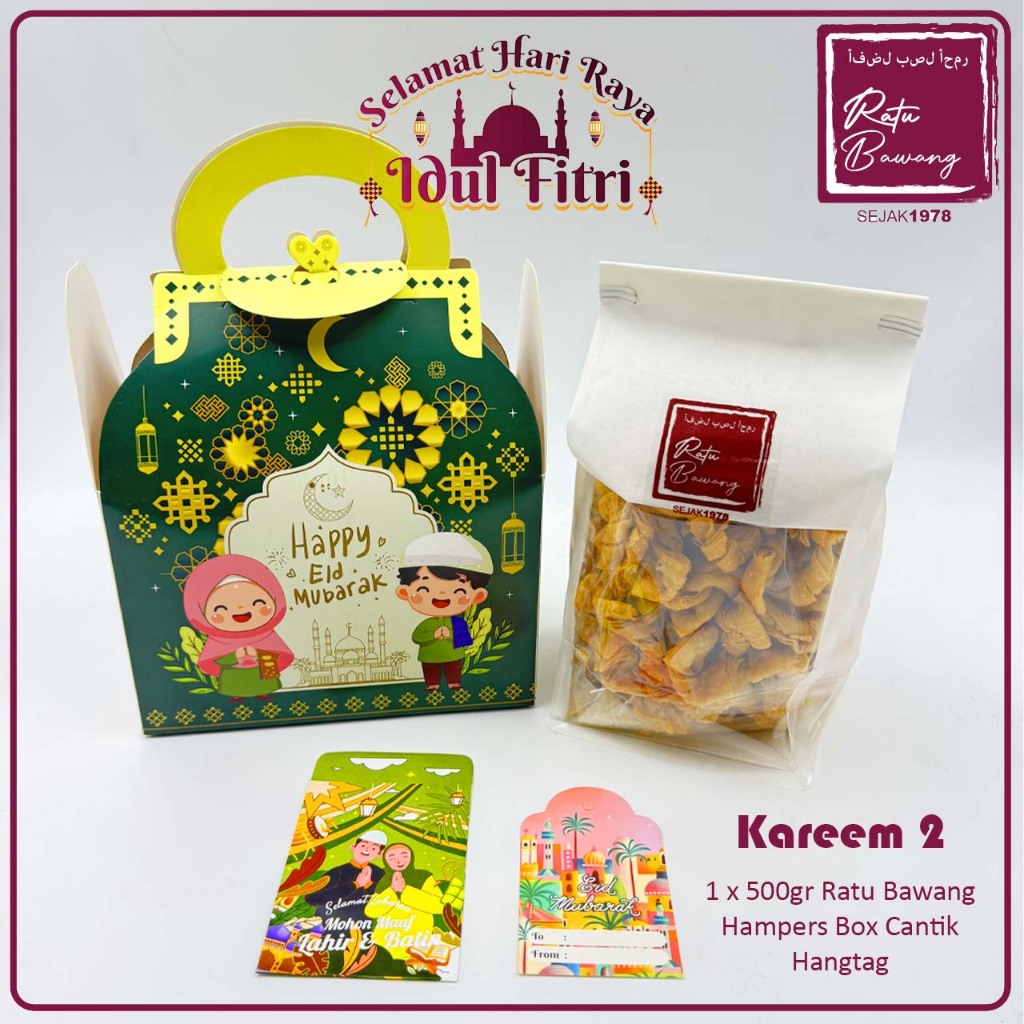 

Parsel Lebaran Idul Fitri 2025 Hampers kue bawang kripik bawang Cemilan Ratu Bawang Medan