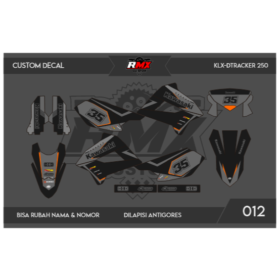 DECAL STICKER KLX 250 S (012) DEKAL STIKER DTRACKER 250 FULLBODY HITAM MERAH, KUNING, HIJAU, BIRU TU